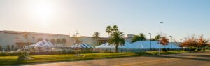 Show parking lot tent installation
