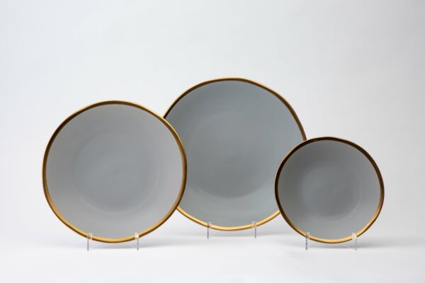 Parma Stoneware, Smoke with Gold Band