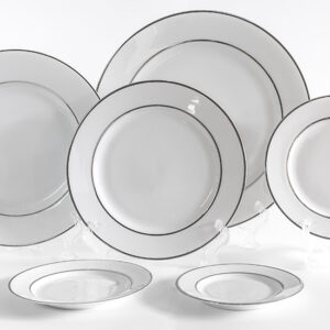 White Double Silver Banded Porcelain Pattern