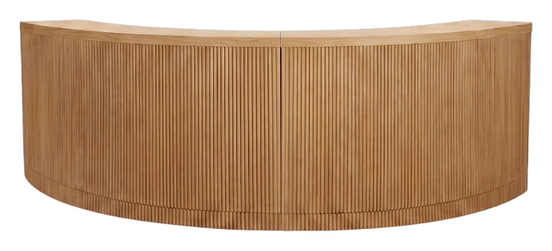 Penelope curved bar with a fluted natural wood front